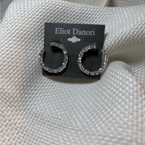 Eliot Danori Sparkling Silver Crystal Hoops - Picture 2 of 8